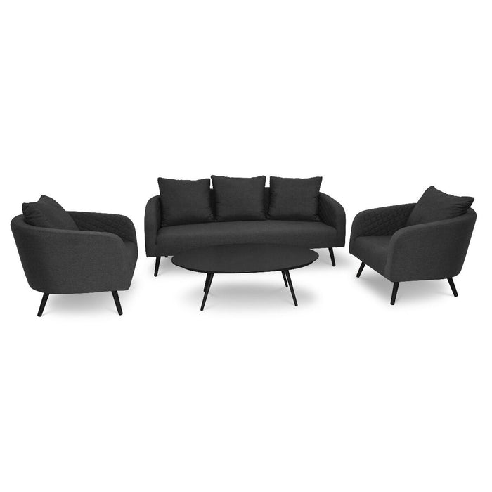 Maze Ambition 3 Seat Sofa Set with Oval Coffee Table Charcoal