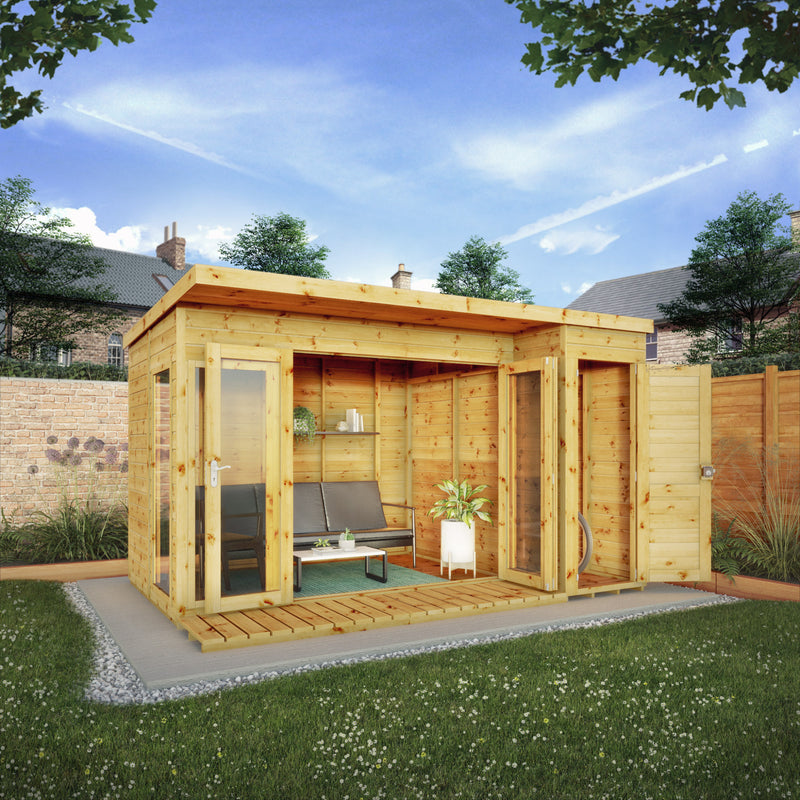Mercia 12ft x 8ft Premium Garden Room Summerhouse With Side Shed