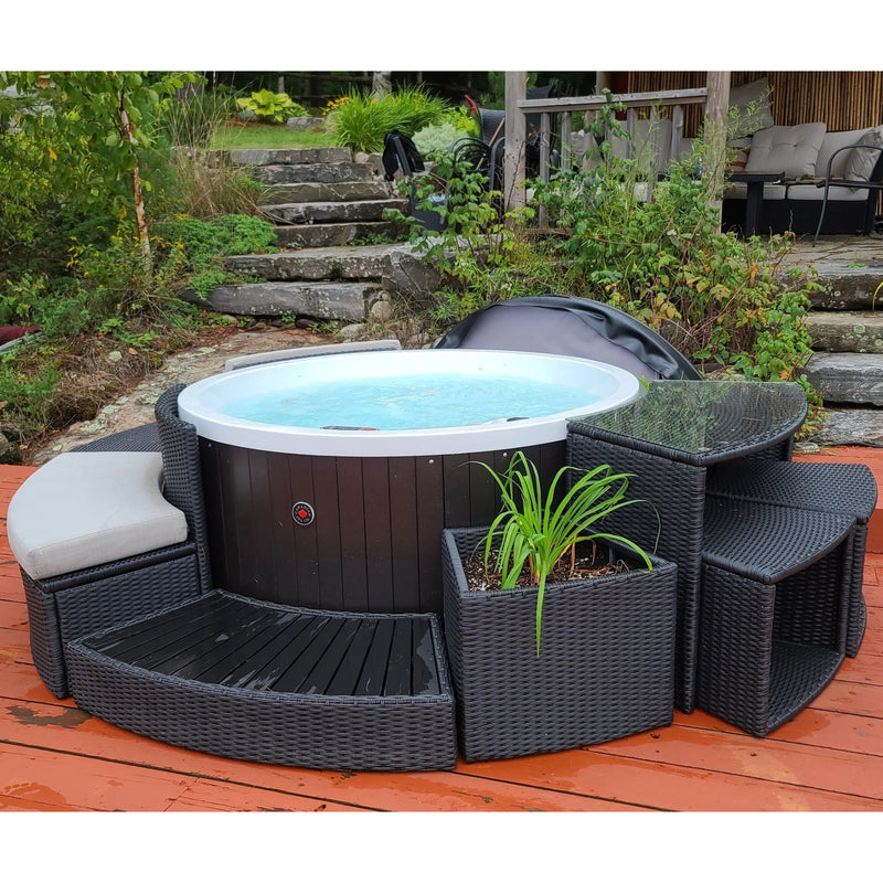 Canadian Spa Glass Top Bar - Round Surround Furniture