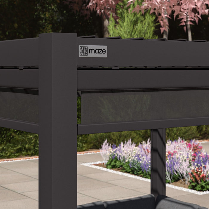 Maze Como - 3m x 3m Aluminium Metal Outdoor Garden Pergola with 4 Drop Sides & LED Lighting - Grey