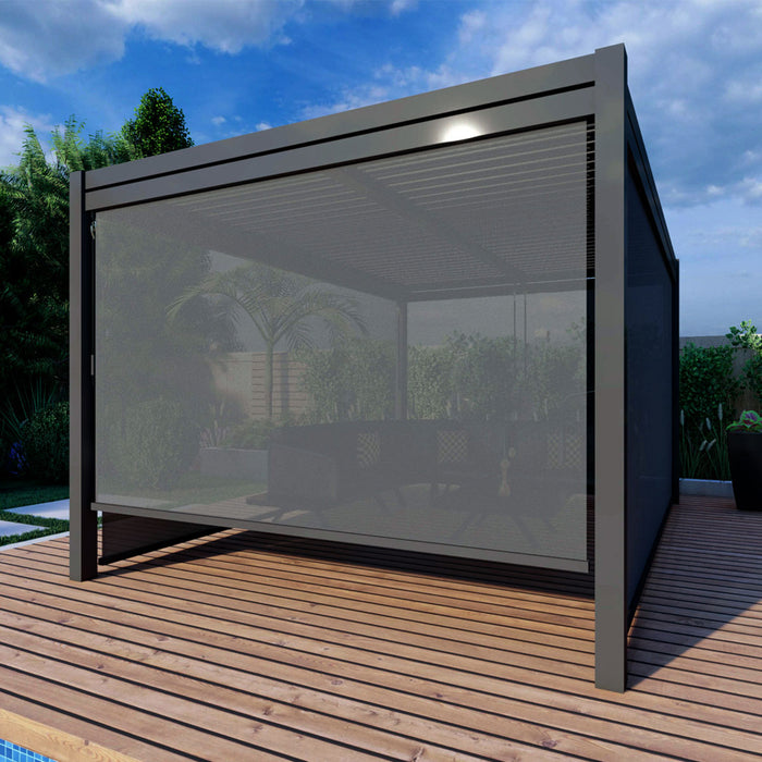 Maze Como - 3m x 3m Aluminium Metal Outdoor Garden Pergola with 4 Drop Sides & LED Lighting - Grey