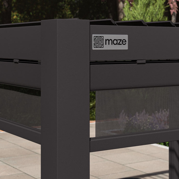 Maze Como - 4m x 4m Aluminium Metal Outdoor Garden Pergola with 4 Drop Sides & LED Lighting - Grey