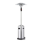 Stainless steel patio heater on a white background