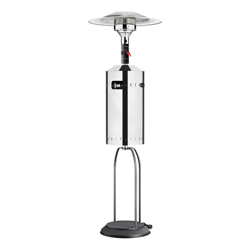 Metallic outdoor heater on a white background