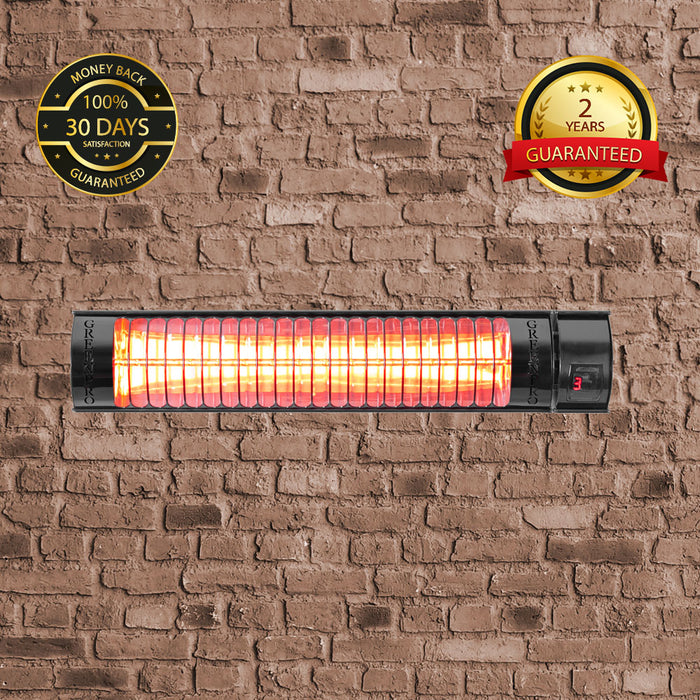 Evergreen Pro Golden IR Compact Patio Heater with Remote Control (2Kw, 400mm, Black, IP67) MODEL-RCH2000/4