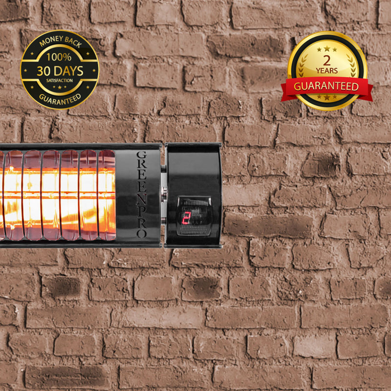 Evergreen Pro Golden IR Compact Patio Heater with Remote Control (2kW, 400mm, Black, IP67) MODEL-RCH2000/4