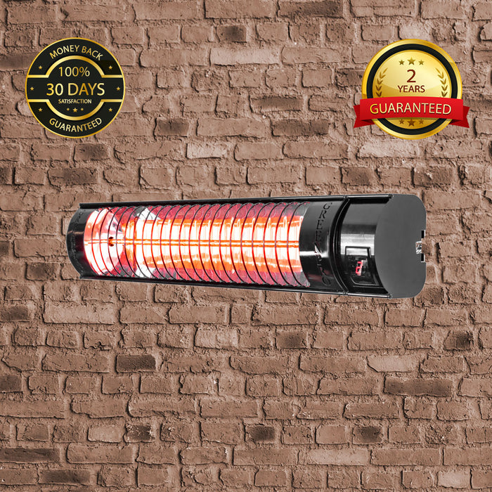 Evergreen Pro Golden IR Compact Patio Heater with Remote Control (2Kw, 400mm, Black, IP67) MODEL-RCH2000/4