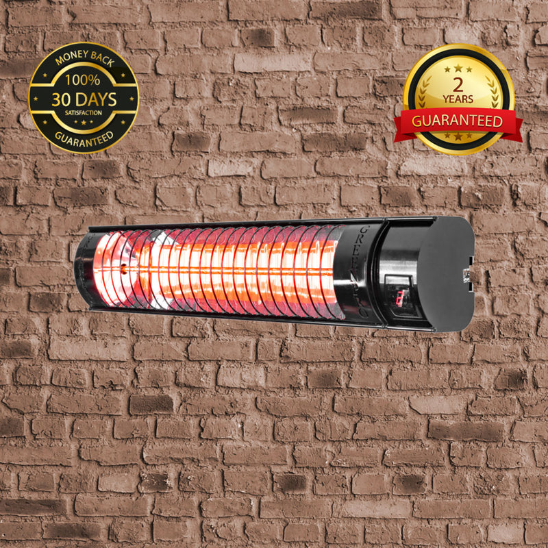 Evergreen Pro Golden IR Compact Patio Heater with Remote Control (2kW, 400mm, Black, IP67) MODEL-RCH2000/4