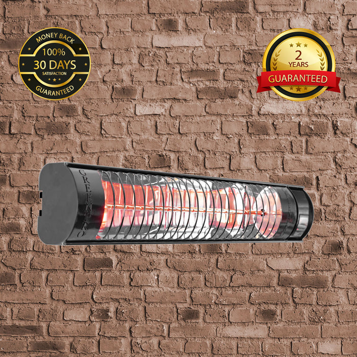 Evergreen Pro Golden IR Outdoor Patio Heater with Remote Control (2.5kW, 600mm, Black, IP67) MODEL RCH2500/6