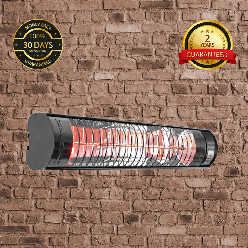 Evergreen Pro Golden IR Compact Patio Heater with Remote Control (2kW, 400mm, Black, IP67) MODEL-RCH2000/4