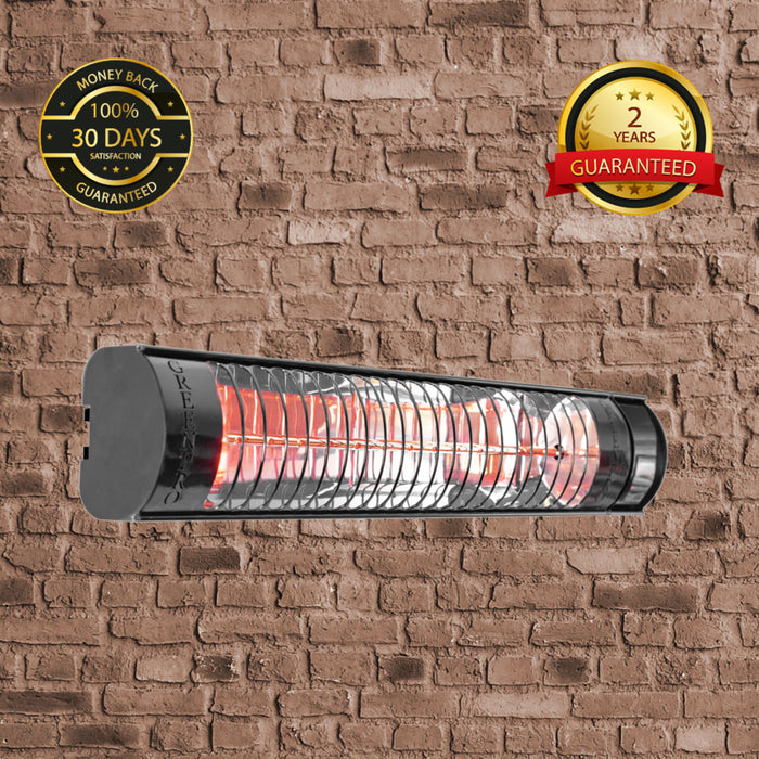 Evergreen Pro Golden IR Compact Patio Heater with Remote Control (2Kw, 400mm, Black, IP67) MODEL-RCH2000/4