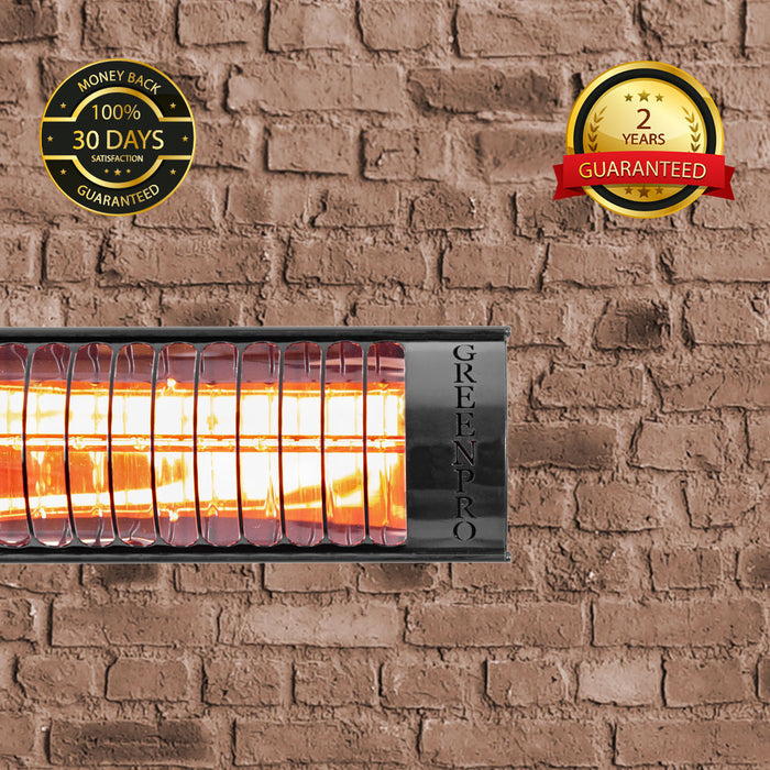 Evergreen Pro Golden IR Outdoor Patio Heater Without Remote Control (2kW, 600mm, Black, IP67) MODEL BH2000/6