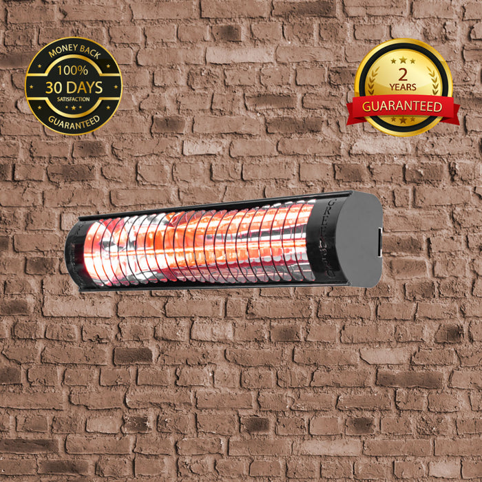 Evergreen Pro Golden IR Outdoor Patio Heater Without Remote Control (2kW, 600mm, Black, IP67) MODEL BH2000/6