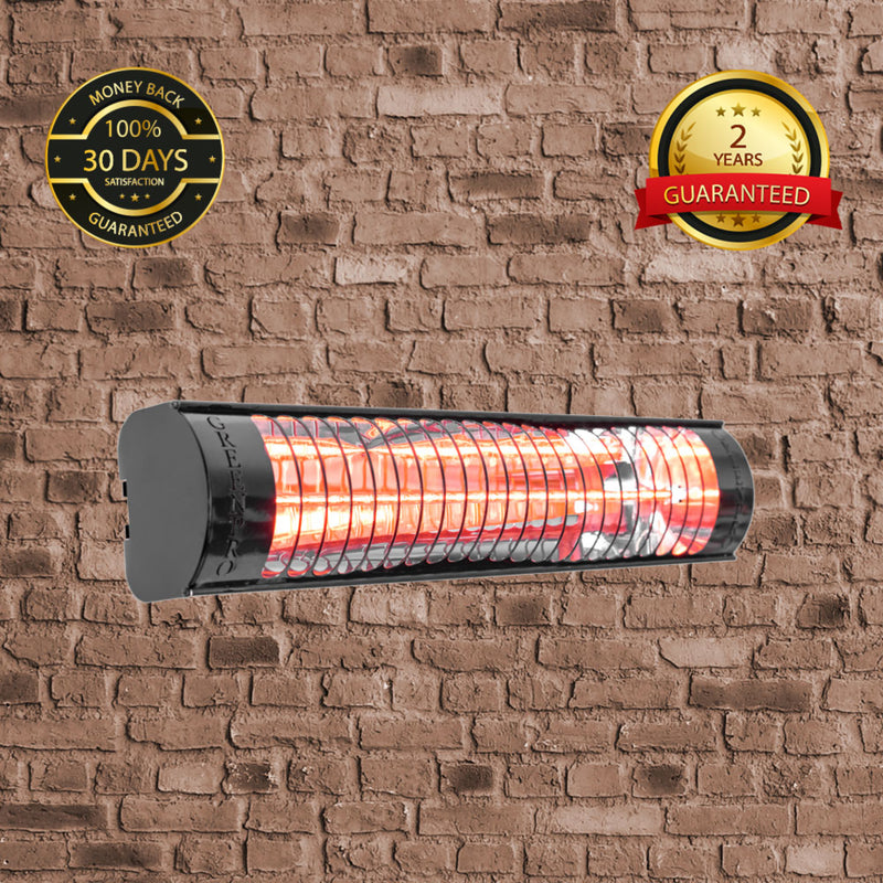 Evergreen Pro Golden IR Outdoor Patio Heater without Remote Control (2kW, 600mm, Black, IP67) MODEL BH2000/6