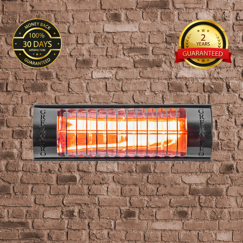Evergreen Pro Golden IR Outdoor Patio Heater without Remote Control (2kW, 400mm, Black, IP67) MODEL BH-2000/4