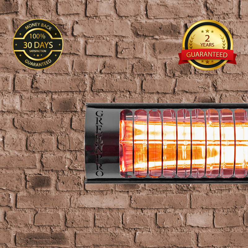 Evergreen Pro Golden IR Outdoor Patio Heater without Remote Control (2kW, 400mm, Black, IP67) MODEL BH-2000/4