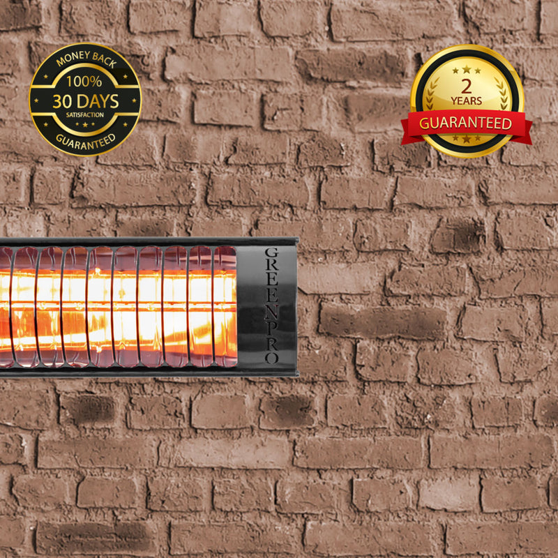 Evergreen Pro Golden IR Outdoor Patio Heater without Remote Control (2kW, 400mm, Black, IP67) MODEL BH-2000/4