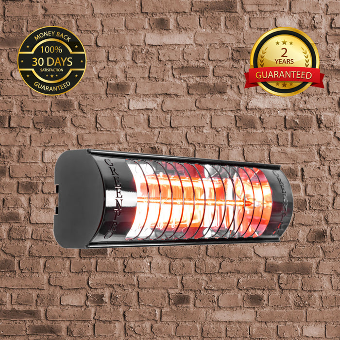 Evergreen Pro Golden IR Outdoor Patio Heater Without Remote Control (2kW, 400mm, Black, IP67) MODEL BH-2000/4