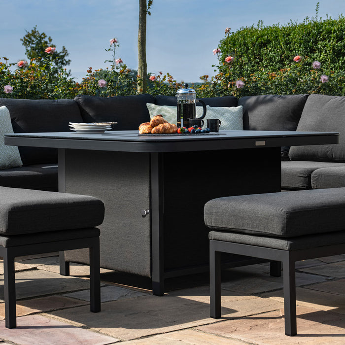 Maze Pulse Deluxe Square Corner Dining Set with Fire Pit Table