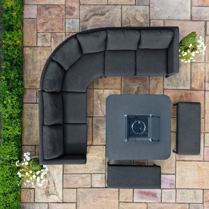 Maze Pulse Deluxe Square Corner Dining Set with Fire Pit Table