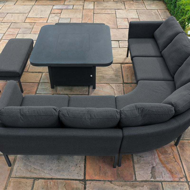 Maze Pulse Deluxe Square Corner Dining Set with Fire Pit Table