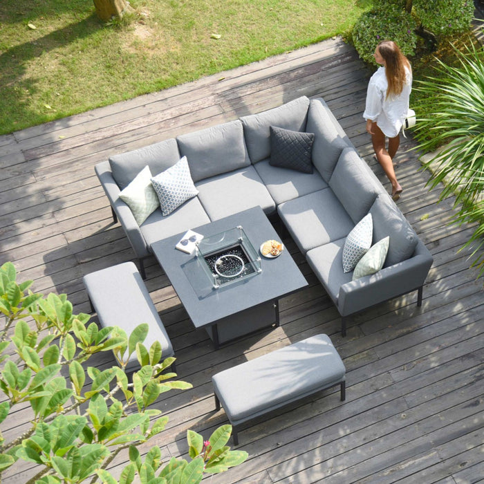 Maze Pulse Square Corner Dining Set with Fire Pit Table