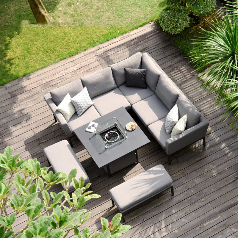 Maze Pulse Square Corner Dining Set with Fire Pit Table