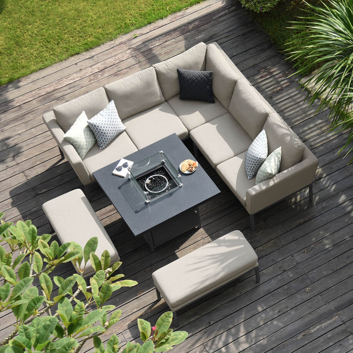 Maze Pulse Square Corner Dining Set with Fire Pit Table