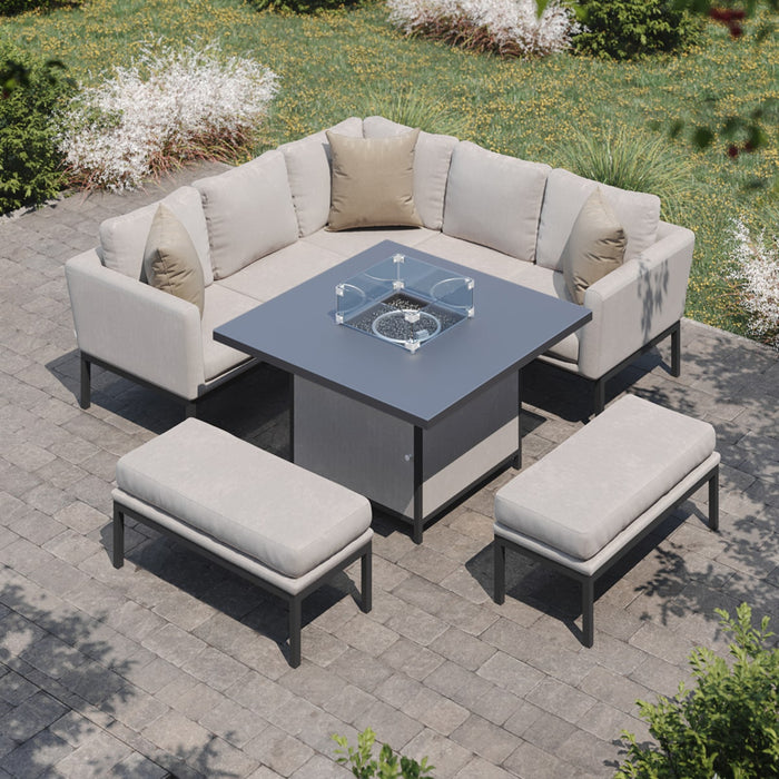 Maze Pulse Square Corner Dining Set with Fire Pit Table