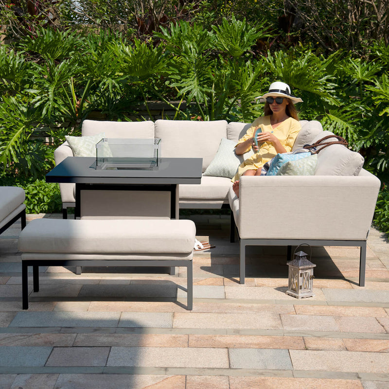 Maze Pulse Square Corner Dining Set with Fire Pit Table