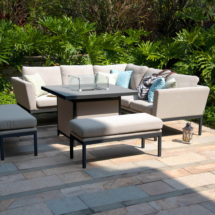 Maze Pulse Square Corner Dining Set with Fire Pit Table