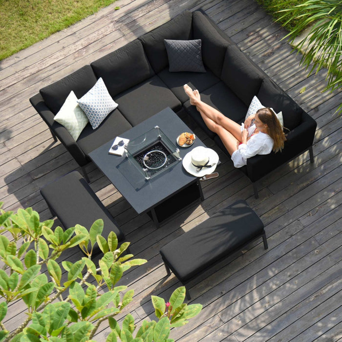 Maze Pulse Square Corner Dining Set with Fire Pit Table