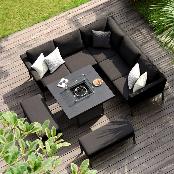 Maze Pulse Square Corner Dining Set with Fire Pit Table