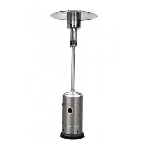 Stainless steel patio heater on a white background