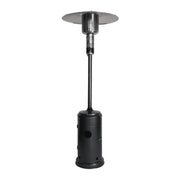 Black patio heater with metal top on a white background