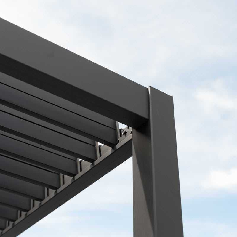 Nova Titan 3m x 3m Wall Mounted Aluminium Pergola - Graphite Grey