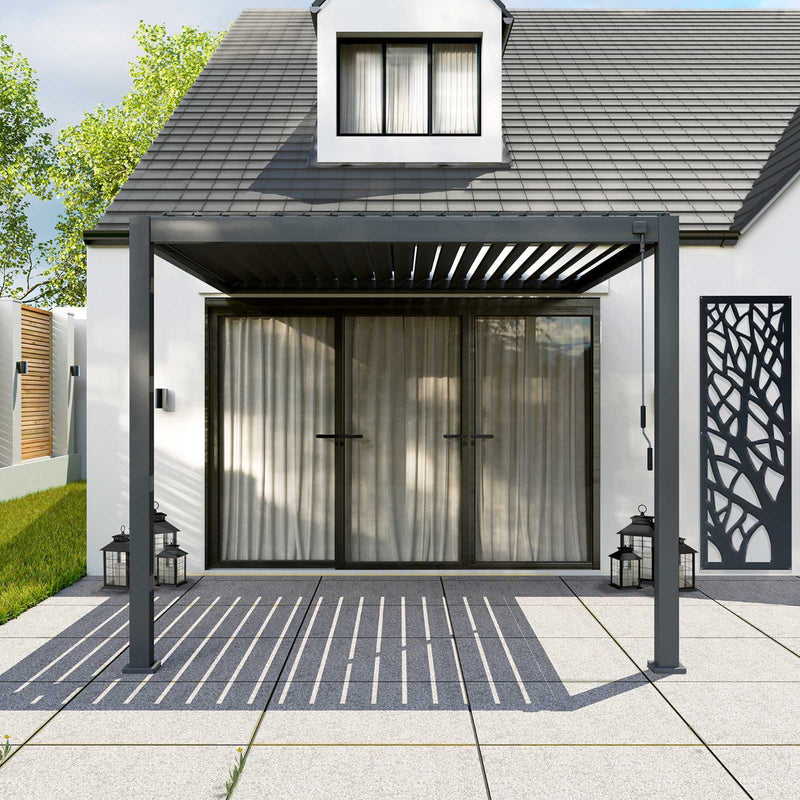 Nova Titan 3.6m x 3m Wall Mounted Aluminium Pergola - Graphite Grey