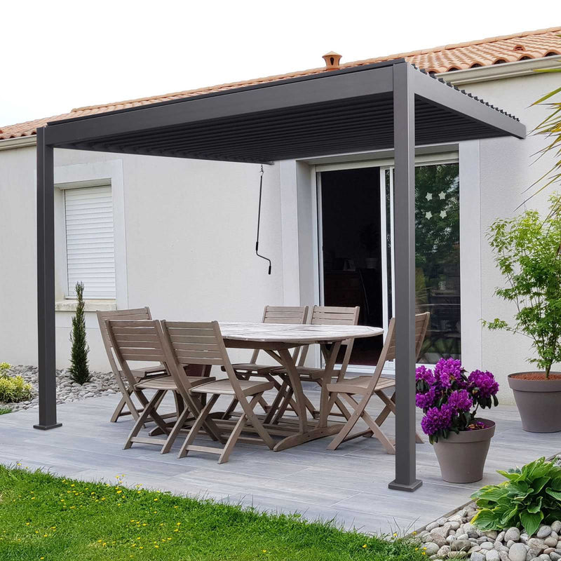 Nova Titan 3.6m x 3m Wall Mounted Aluminium Pergola - Graphite Grey