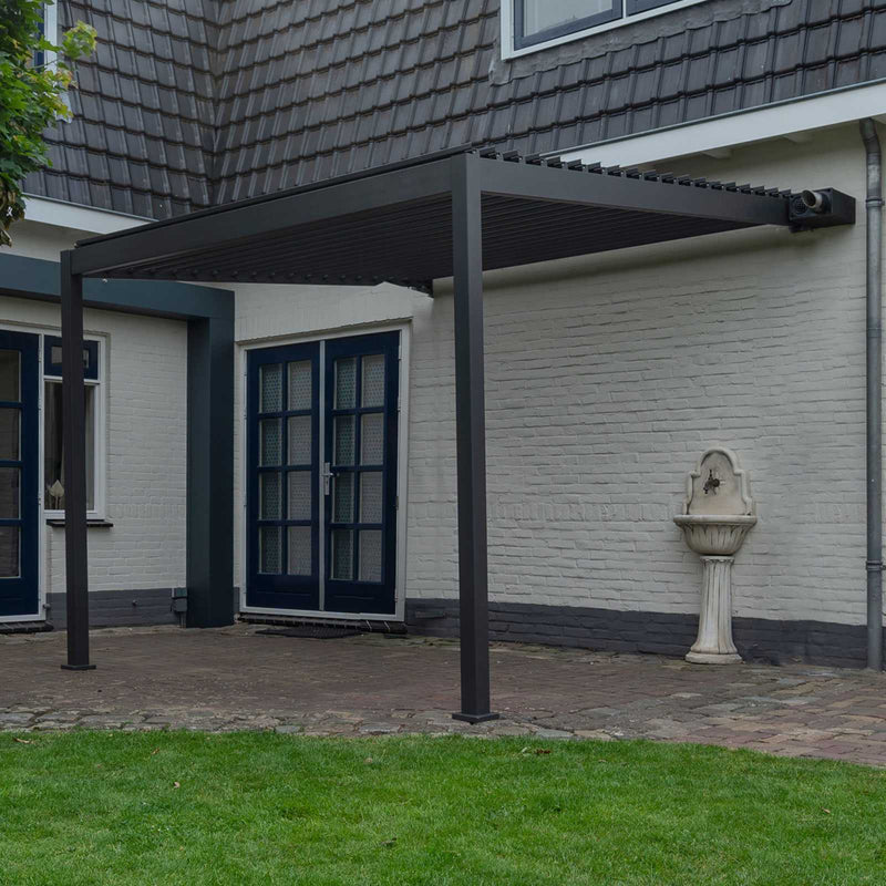 Nova Titan 3.6m x 3m Wall Mounted Aluminium Pergola - Graphite Grey