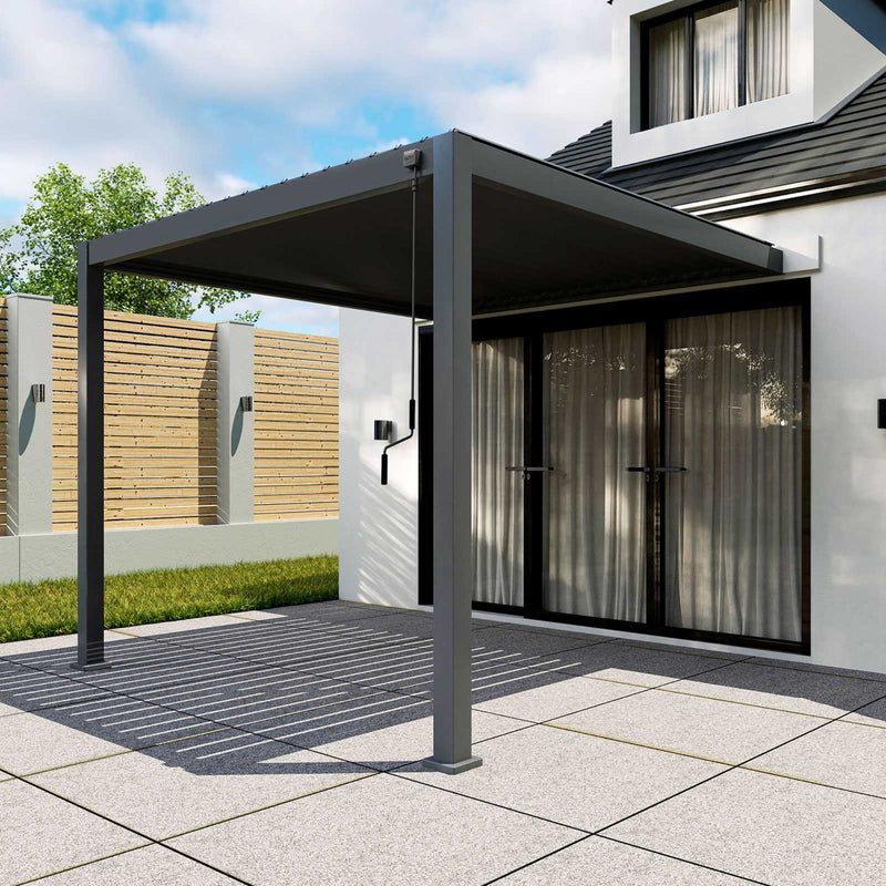 Nova Titan 3.6m x 3m Wall Mounted Aluminium Pergola - Graphite Grey