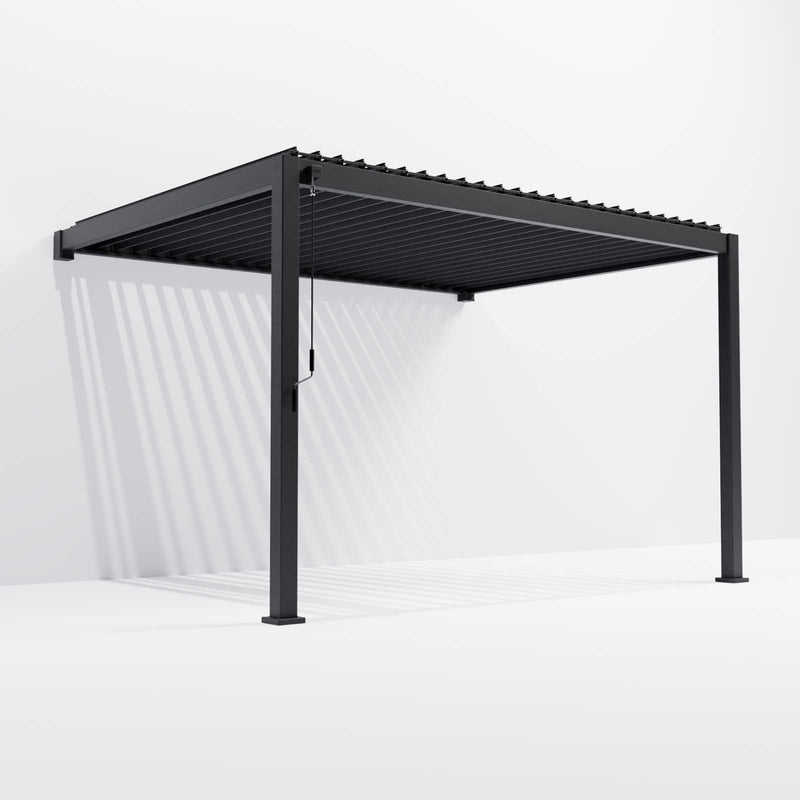 Nova Titan 4m x 3m Wall Mounted Aluminium Pergola - Graphite Grey