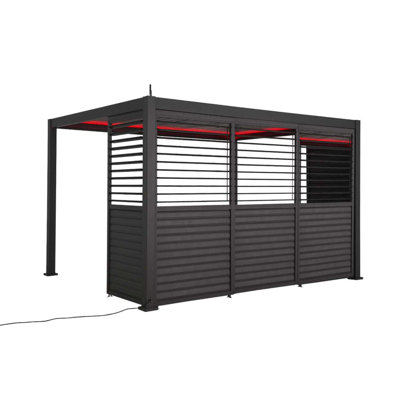 Nova Titan 1m Aluminium Side Wall with Adjustable Louvres for 3m Titan Pergola - Graphite Grey