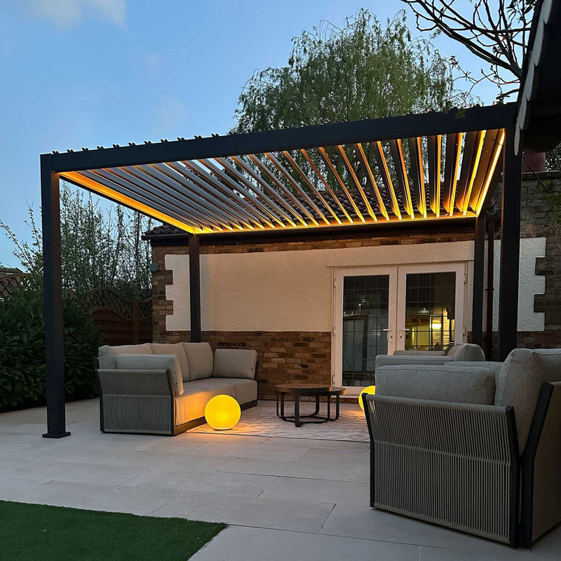 Nova Titan 4m x 3m LED Pergola - Graphite Grey