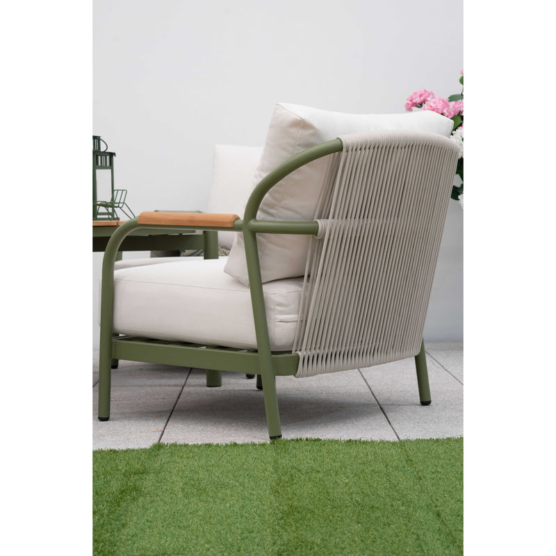 Nova Ashley 5pc Lounging Set with Round Side Table - Green