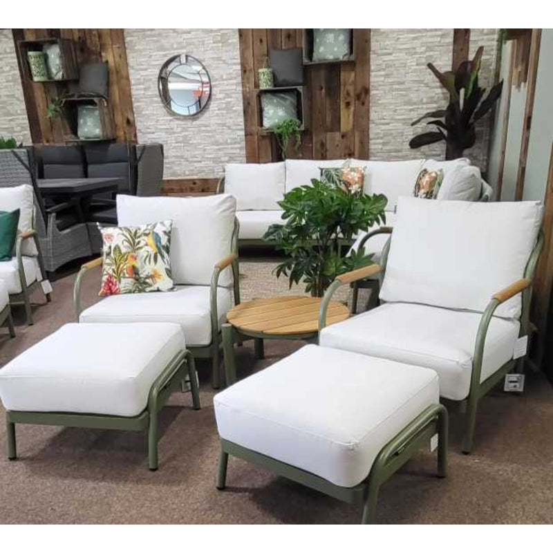 Nova Ashley 5pc Lounging Set with Round Side Table - Green