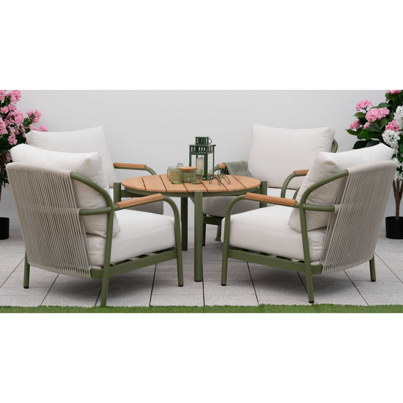 Nova Ashley 4 Seat Lounge Dining Set - 0.9m Round Table - Green