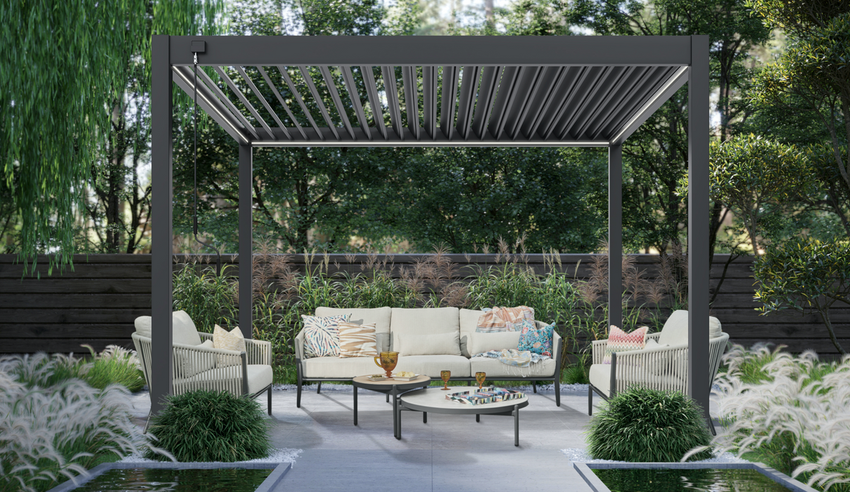 Suns Lifestyle Positano Manual Louvered Roof LED Pergola - Various Sizes