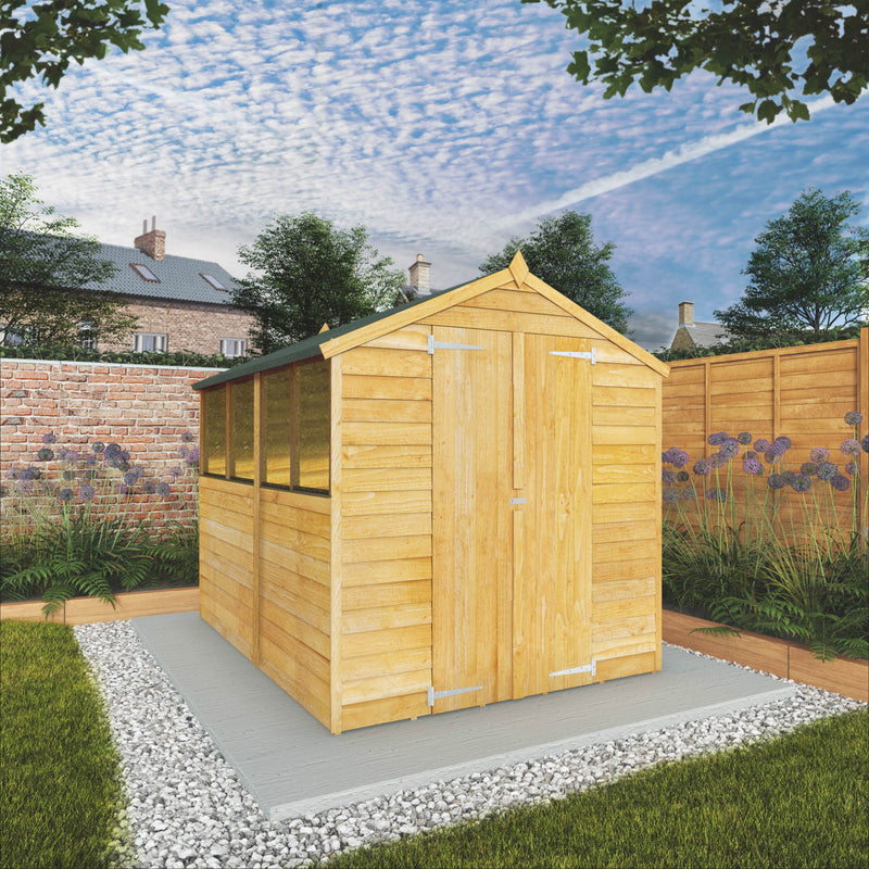 Mercia 8ft x 6ft Overlap Apex Shed - Double Door