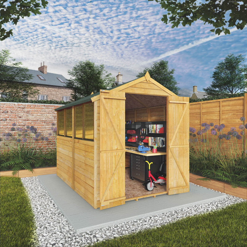 Mercia 8ft x 6ft Overlap Apex Shed - Double Door