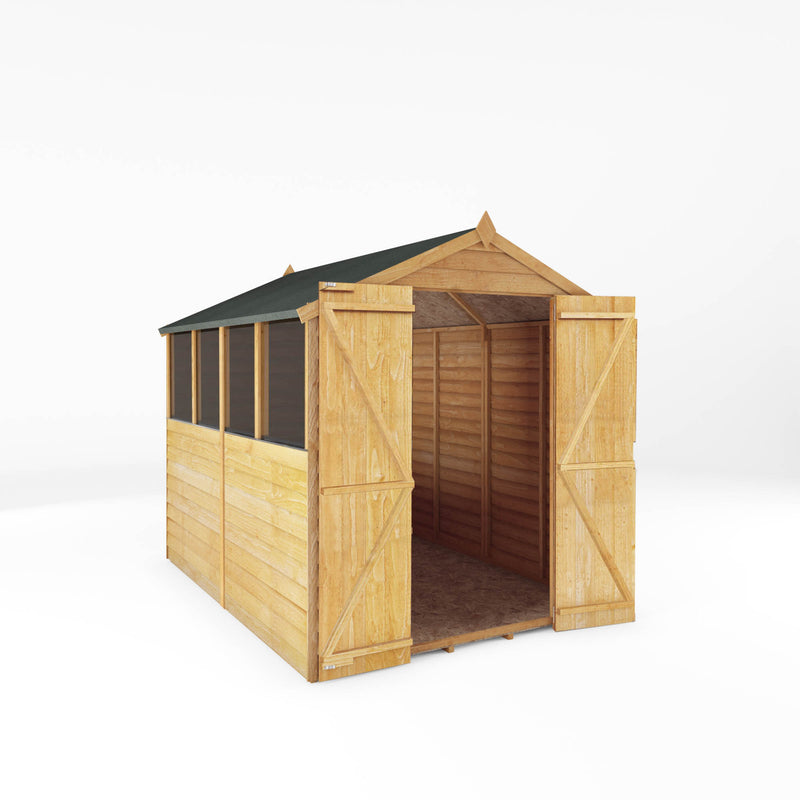 Mercia 8ft x 6ft Overlap Apex Shed - Double Door